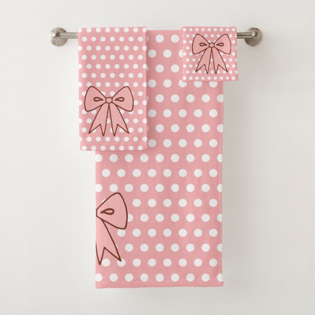 Ensemble de serviettes de salle de bain à nœud ros (En situation)