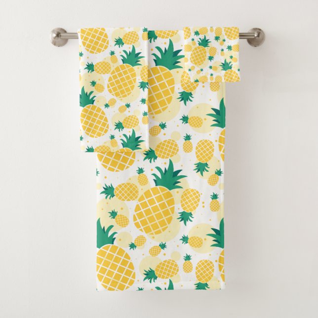 Ensemble de serviettes de salle de bain ananas fra (En situation)