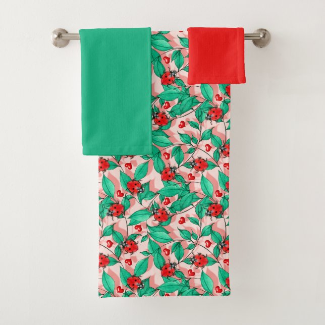 Ensemble de serviettes de salle de bain avec cocci (En situation)