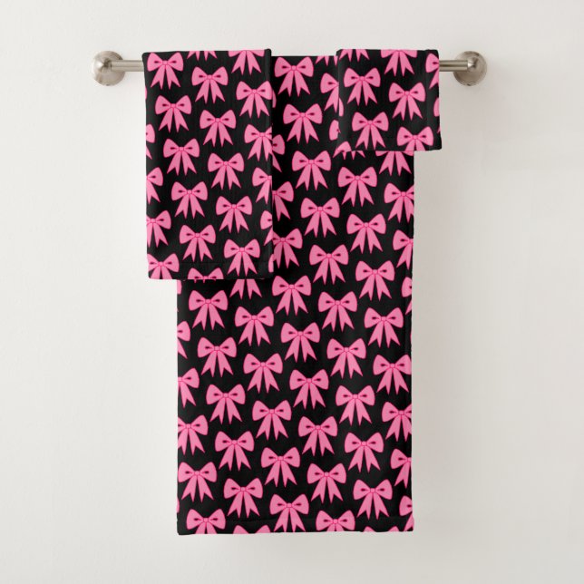 Ensemble de serviettes de salle de bain Black Pink (En situation)