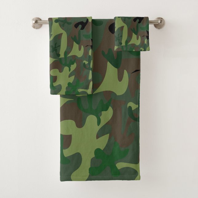 Ensemble de serviettes de salle de bain camouflage (En situation)