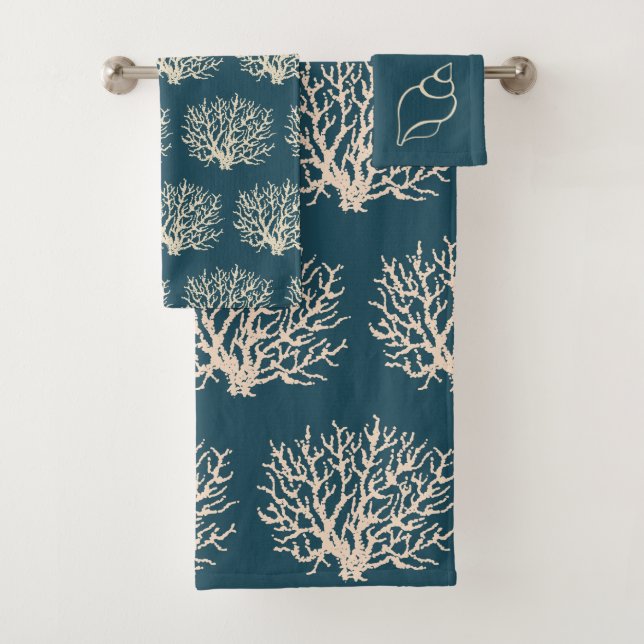 Ensemble de serviettes de salle de bain coquillage (En situation)