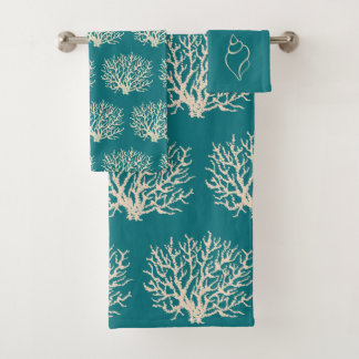Ensemble de serviettes de salle de bain corail mer
