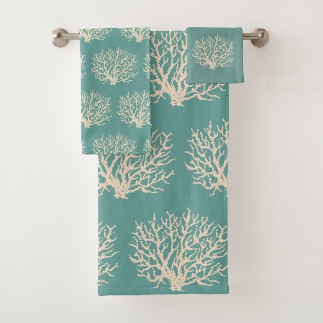 Ensemble de serviettes de salle de bain Corail Océ (En situation)