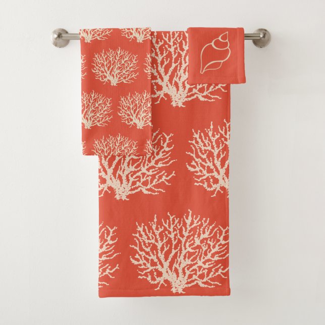 Ensemble de serviettes de salle de bain en corail  (En situation)