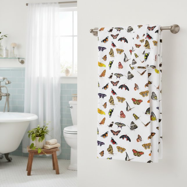 Ensemble de serviettes de salle de bain Papillons (Butterflies towel set of three.)