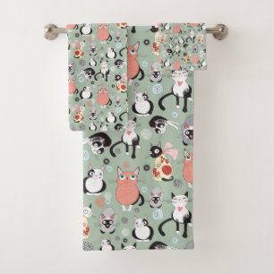 Ensemble de serviettes de salle de bain pour chat 