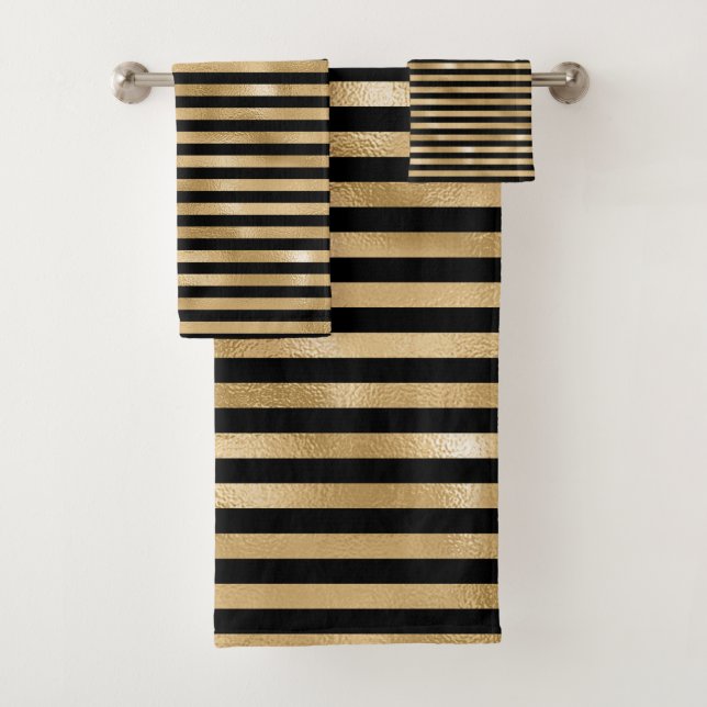 Ensemble de serviettes de salle de bain rayées noi (En situation)