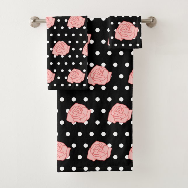 Ensemble de serviettes de salle de bain Rose Rose  (En situation)
