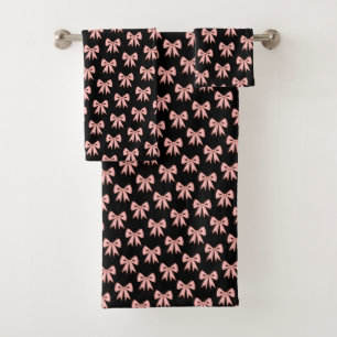Ensemble de serviettes de salle de bain roses noir