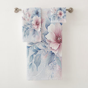 Ensemble de serviettes de toilette bleu rose