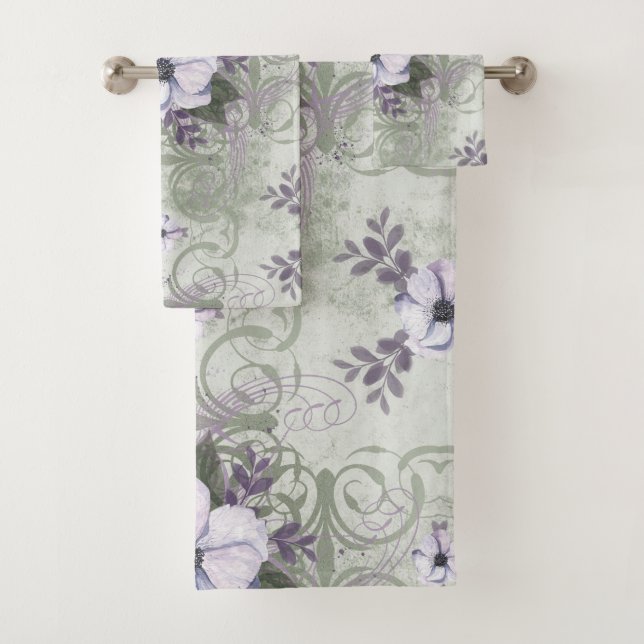Ensemble de serviettes de toilette Floral Sage and (En situation)