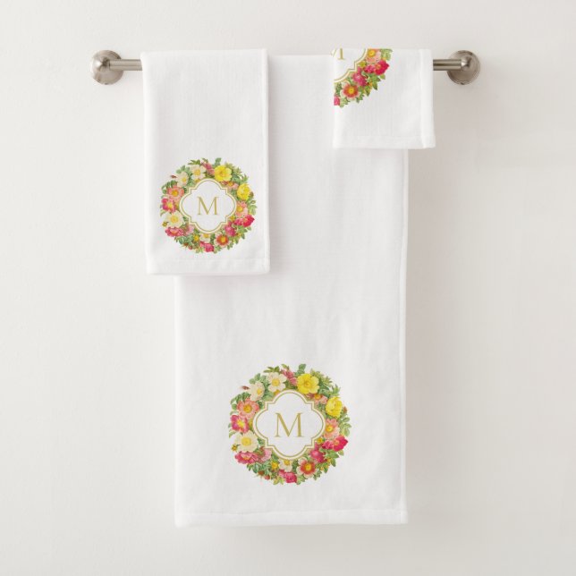 Ensemble de serviettes de toilette Vintage de fleu (En situation)