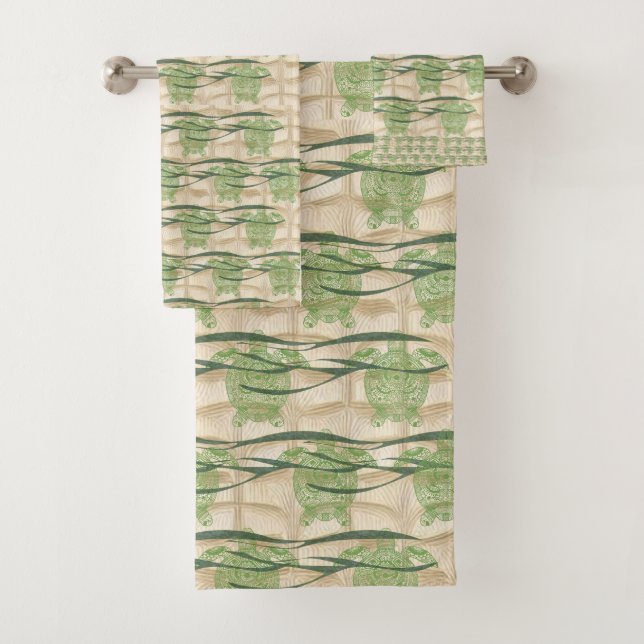 Ensemble de serviettes de tortue de mer (En situation)