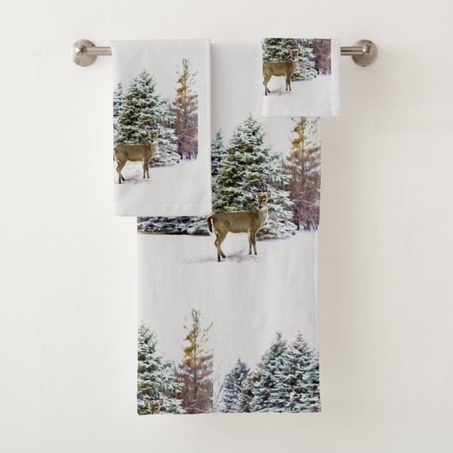 Ensemble de serviettes de vacances de cerfs dans u (En situation)