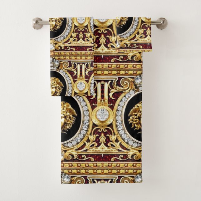 Ensemble de serviettes d'hôtes Golden Medusa Gems (En situation)