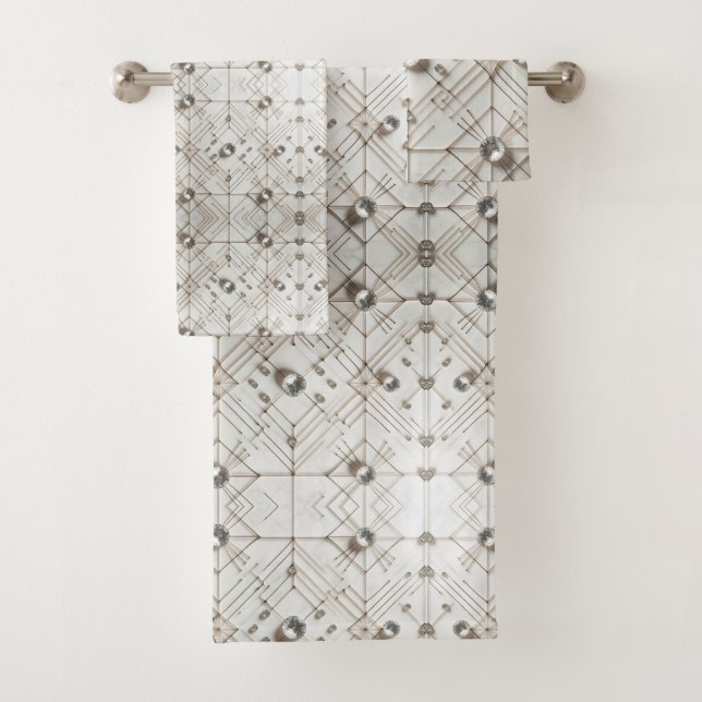 Ensemble de serviettes diamant blanc de style mode (En situation)