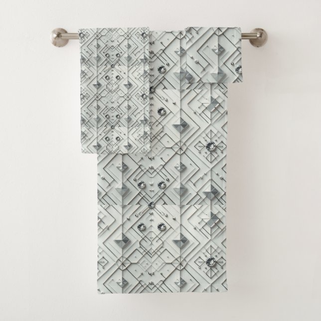 Ensemble de serviettes diamant blanc de style mode (En situation)