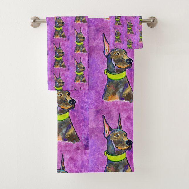 Ensemble de serviettes Doberman (En situation)