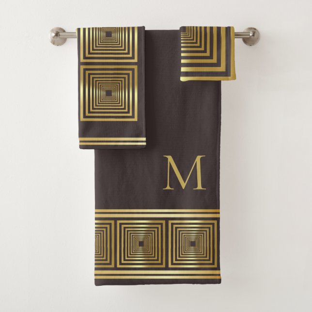 Ensemble de serviettes élégant or marron de luxe a (En situation)
