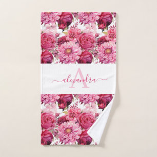 Ensemble de serviettes élégantes à fleurs rose vif