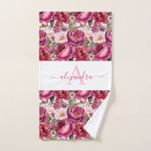 Ensemble de serviettes élégantes à fleurs rose vif