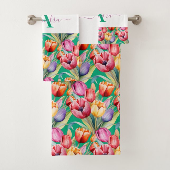 Ensemble de serviettes élégantes de printemps aux  (En situation)