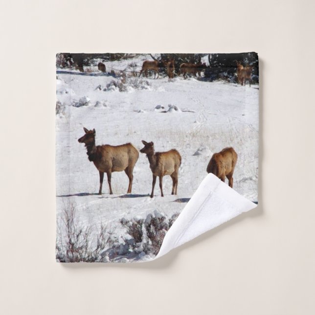 Ensemble de serviettes Elk in Snow (Gant de toilette)