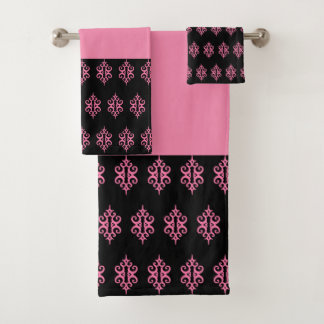 Ensemble de serviettes en dentelle rose noire