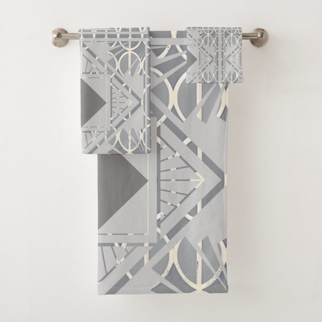 Ensemble de serviettes en diamant gris argenté (En situation)