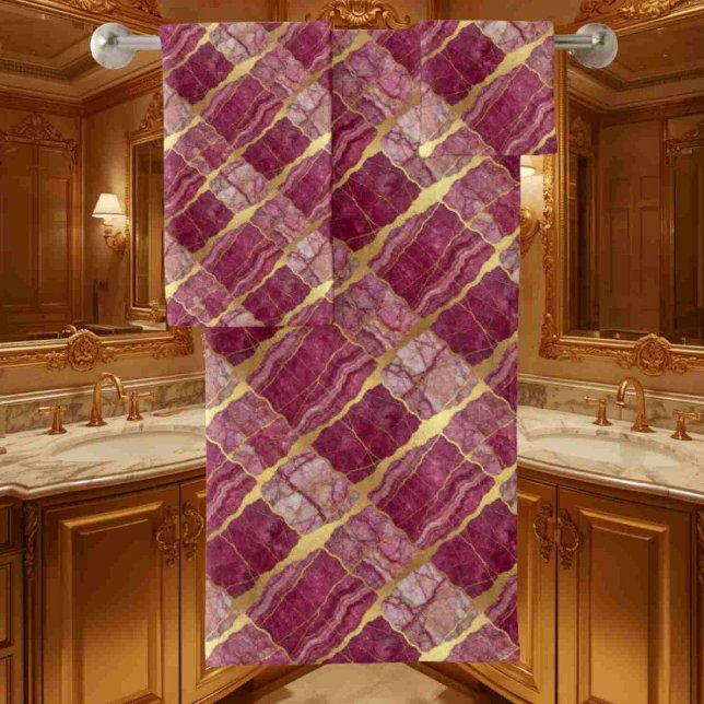 Ensemble de serviettes en marbre de luxe prune et  (Créateur téléchargé)