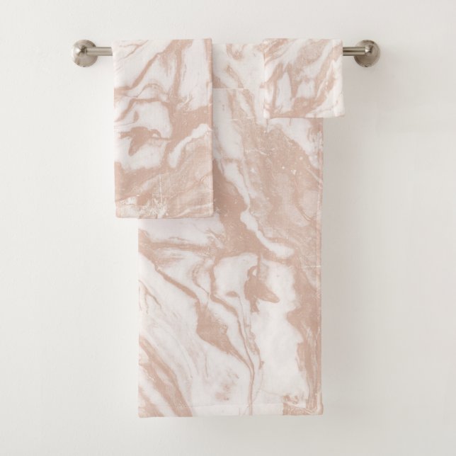 Ensemble de serviettes en marbre d'or Rose (En situation)