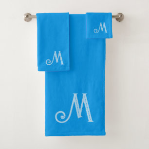 Ensemble de serviettes en monogramme bleu azur