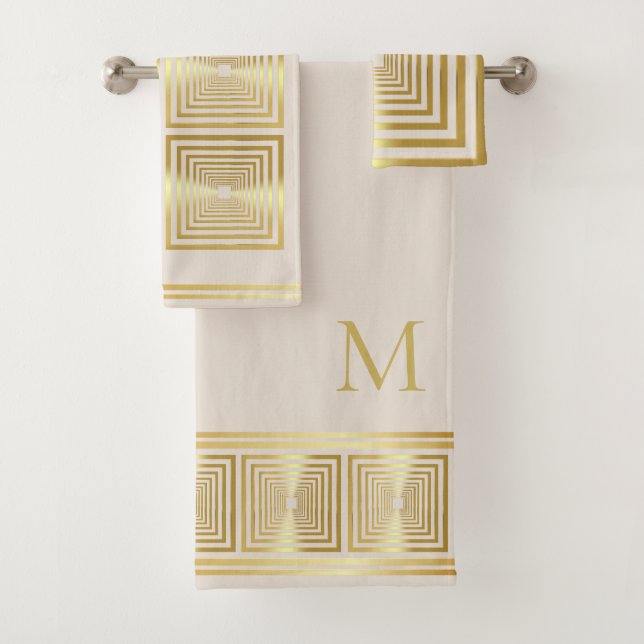 Ensemble de serviettes en or blanc crème luxueux a (En situation)