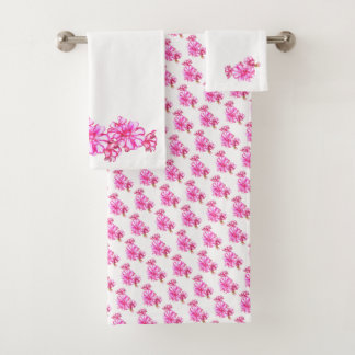 Ensemble de serviettes - fleurs de géranium rose