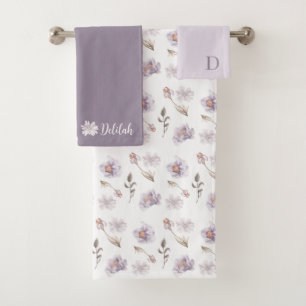 Ensemble de serviettes Floral Aquarelle Monogrammé