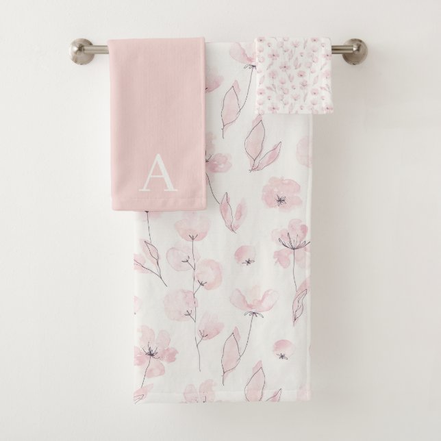 Ensemble de serviettes florales à aquarelle avec m (En situation)