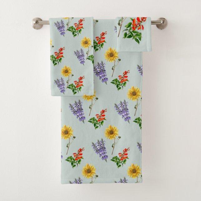 Ensemble de serviettes florales à fleurs sauvages  (En situation)