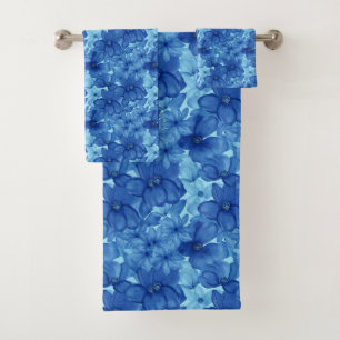 Ensemble de serviettes florales aquarelles bleues
