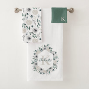 Ensemble de serviettes florales aquarelles monogra