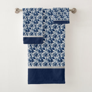 Ensemble de serviettes florales bleues chic