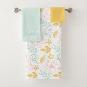 Ensemble de serviettes florales monogrammées
