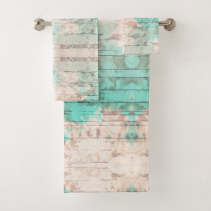 Ensemble de serviettes florales turquoise