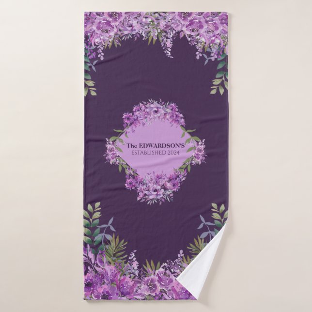 Ensemble de serviettes florales violettes et auber (Serviette de bain)