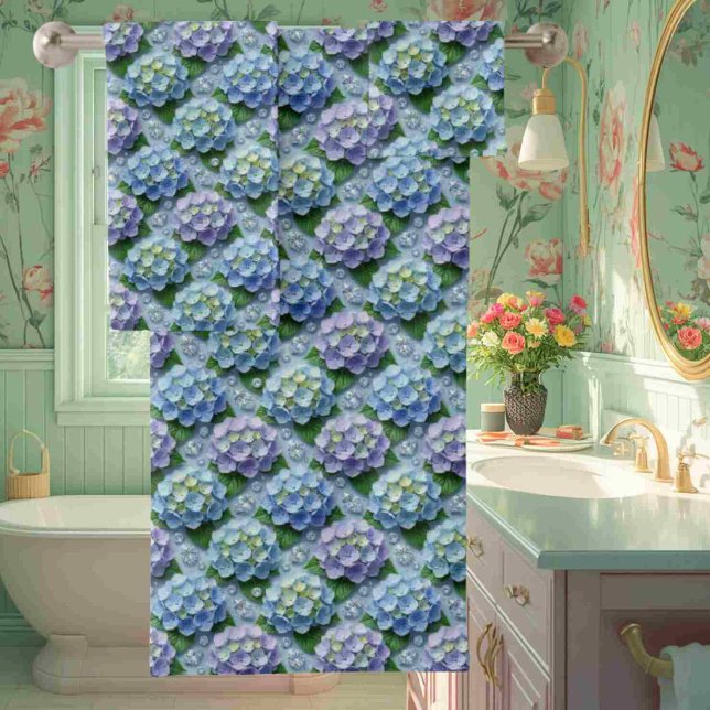 Ensemble de serviettes hydrangeas chic et diamants (Créateur téléchargé)
