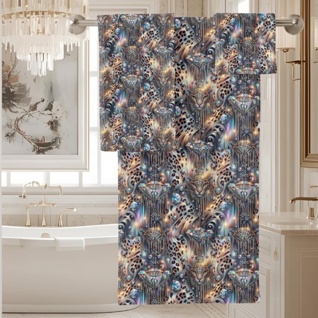 Ensemble de serviettes imprimé léopard des neiges  (Créateur téléchargé)