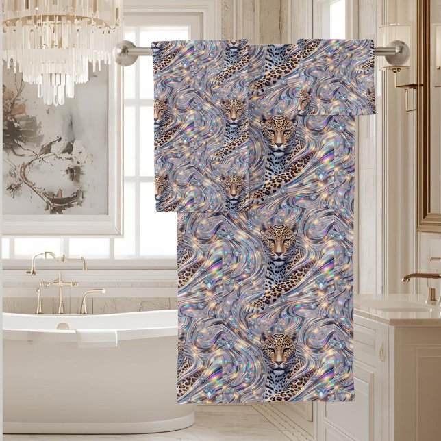 Ensemble de serviettes imprimé léopard des neiges  (Créateur téléchargé)