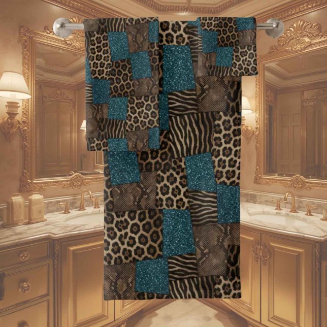 Ensemble de serviettes imprimées d'animaux africai (Créateur téléchargé)
