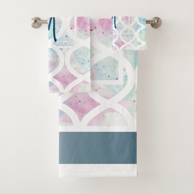 Ensemble de serviettes monogramme d'aquarelle bril (En situation)