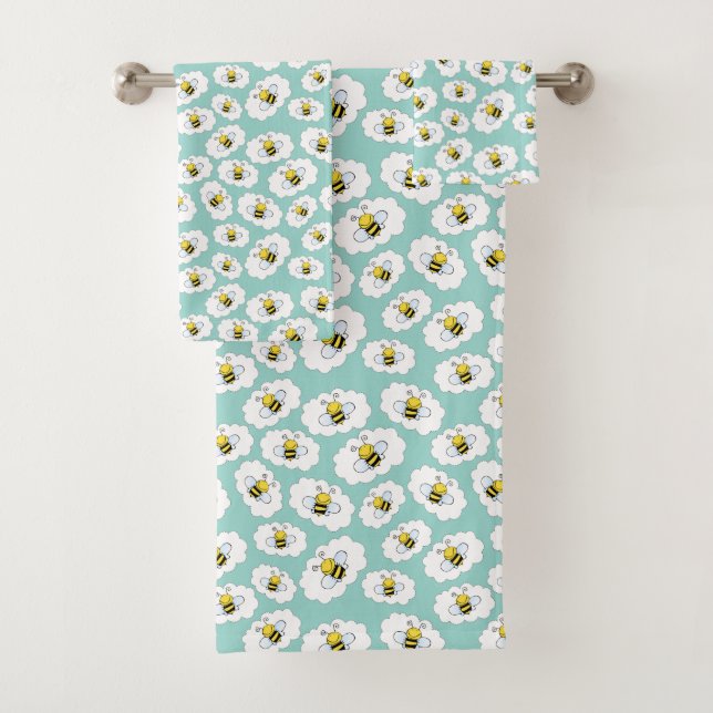 Ensemble de serviettes Motif de mignonnes abeilles (En situation)